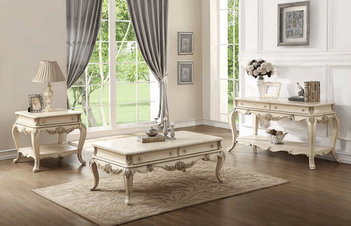 Ragenardus Antique White Coffee Table - Ornate Home