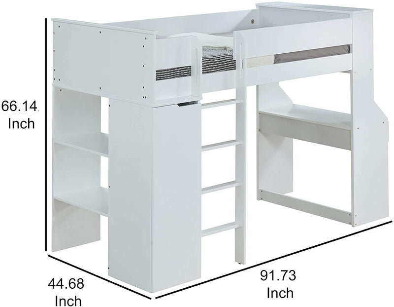 Ragna - White - Twin Loft Bed - Ornate Home