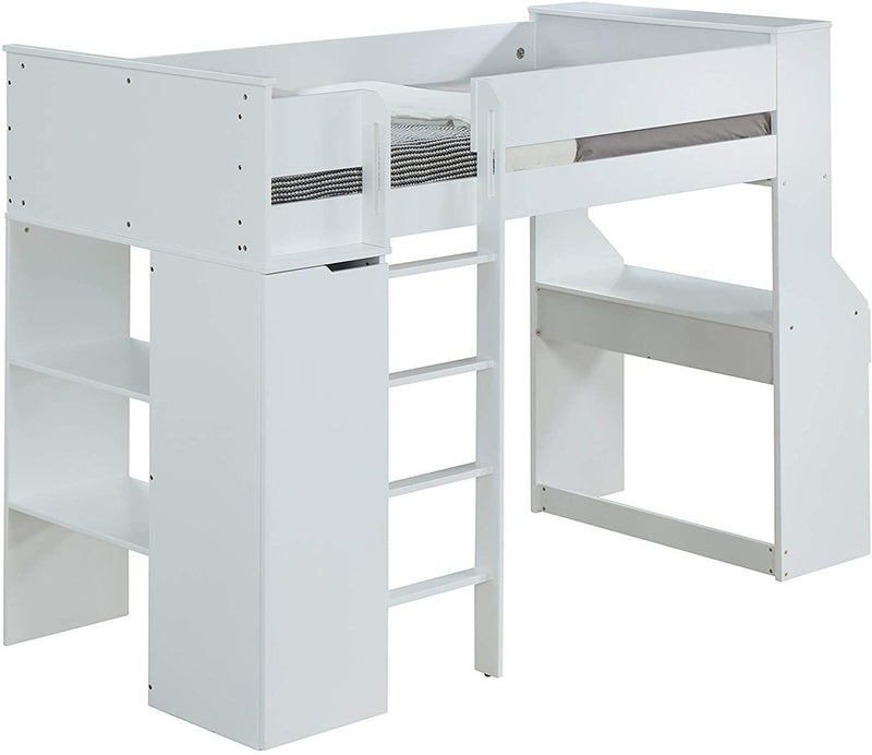 Ragna - White - Twin Loft Bed Set w/ Chair - Ornate Home