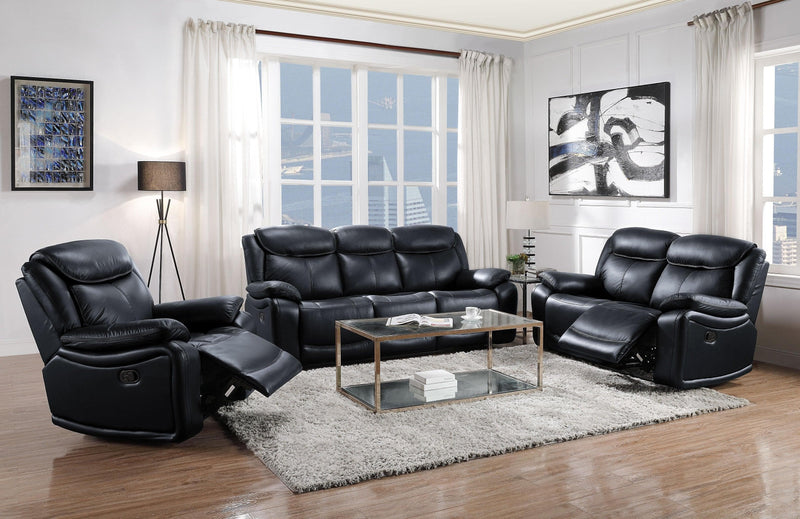 Ralorel - Black - Top Grain Leather - Motion Recliner Loveseat - Ornate Home