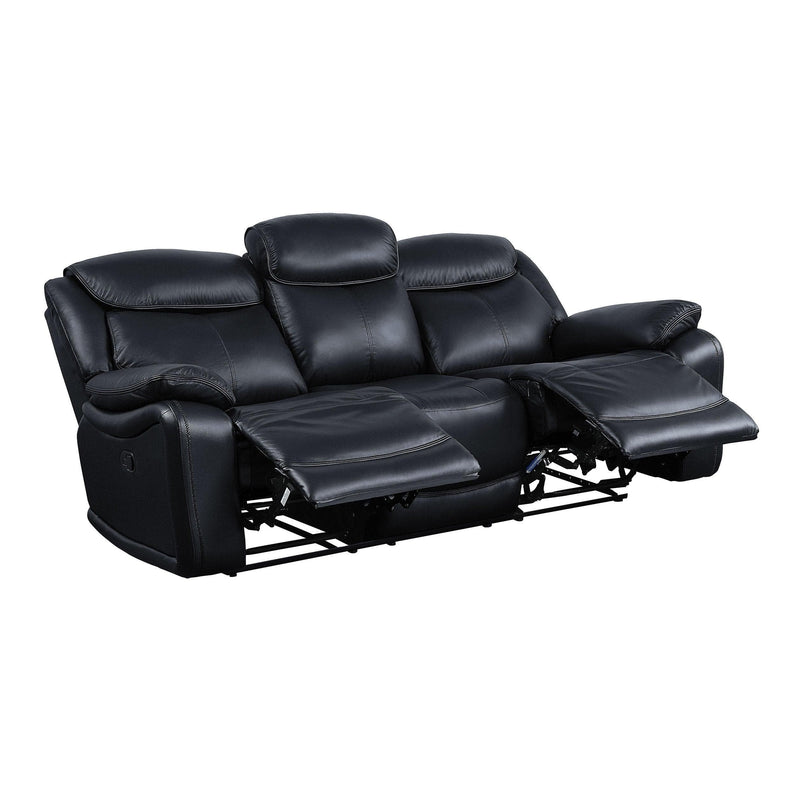 Ralorel - Black - Top Grain Leather - Motion Recliner Sofa - Ornate Home