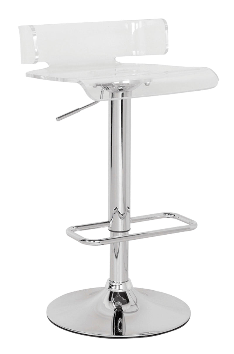 Rania Clear & Chrome Adjustable Stool (1Pc) - Ornate Home