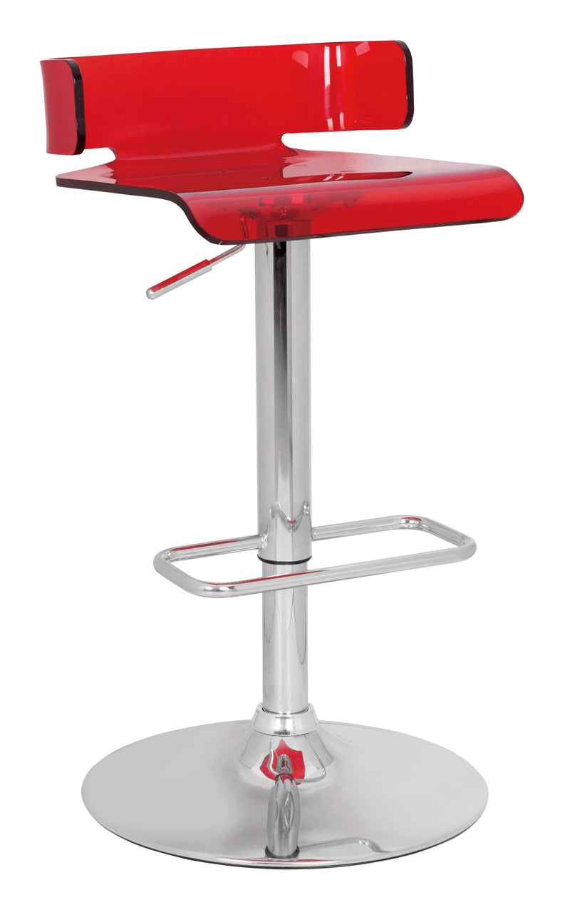 Rania Red & Chrome Adjustable Stool (1Pc) - Ornate Home