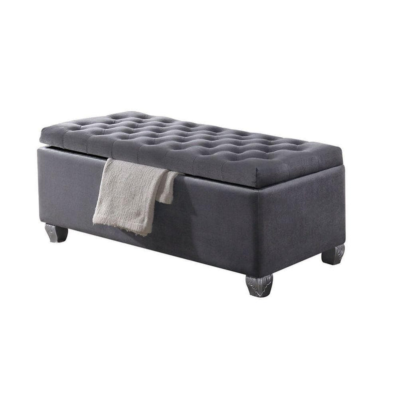 Rebekah - Gray - Velvet Storage Bench - Ornate Home