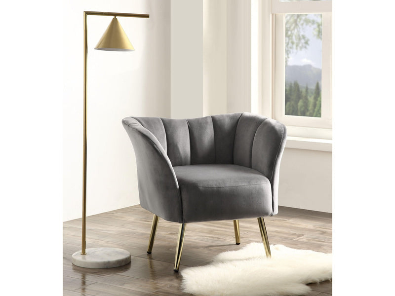 Reese Gray Velvet & Gold Accent Chair - Ornate Home