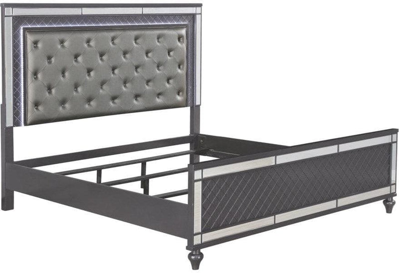 Refino - Gray - Queen Panel Bed w/ LED HB - Ornate Home