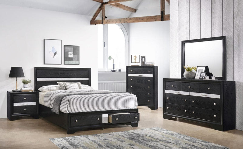 Regata Black Storage Platform Bedroom Set - Ornate Home