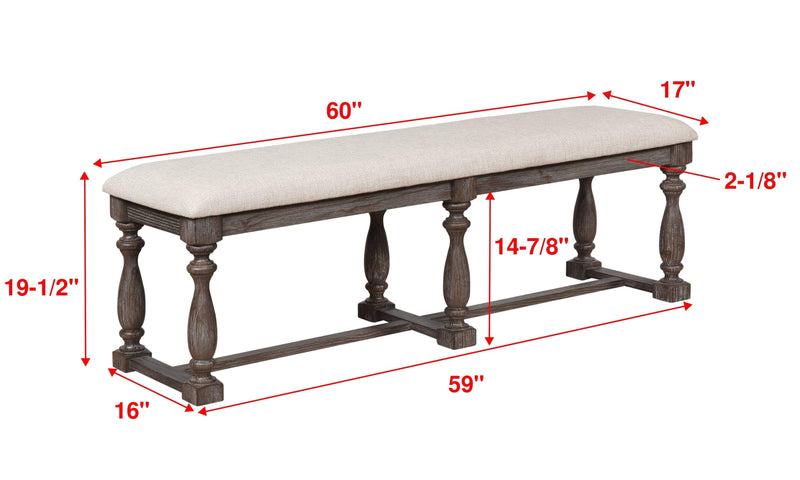 Regent Grayish Brown Bench - Ornate Home