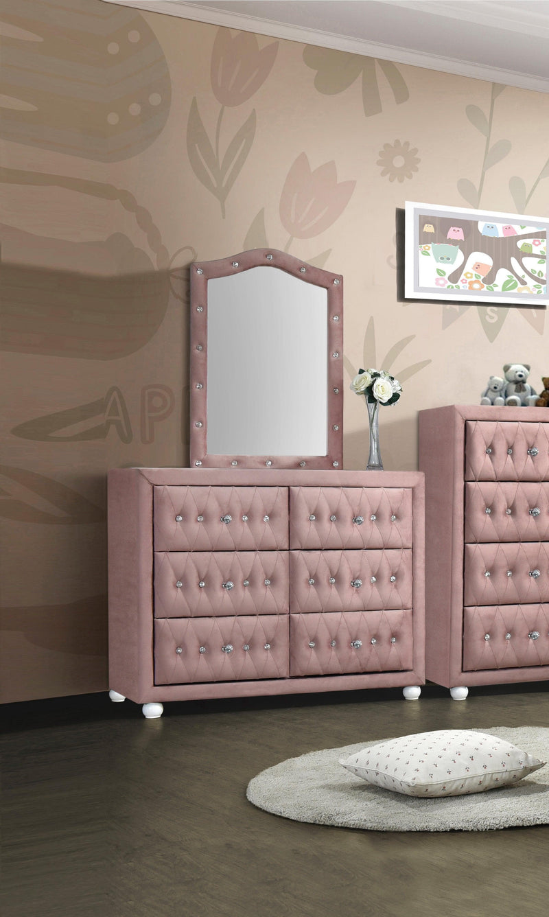 Reggie Pink Fabric Mirror - Ornate Home