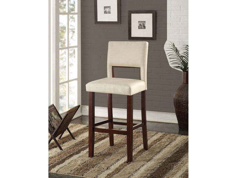 Reiko White PU & Espresso Bar Chair (1Pc) - Ornate Home