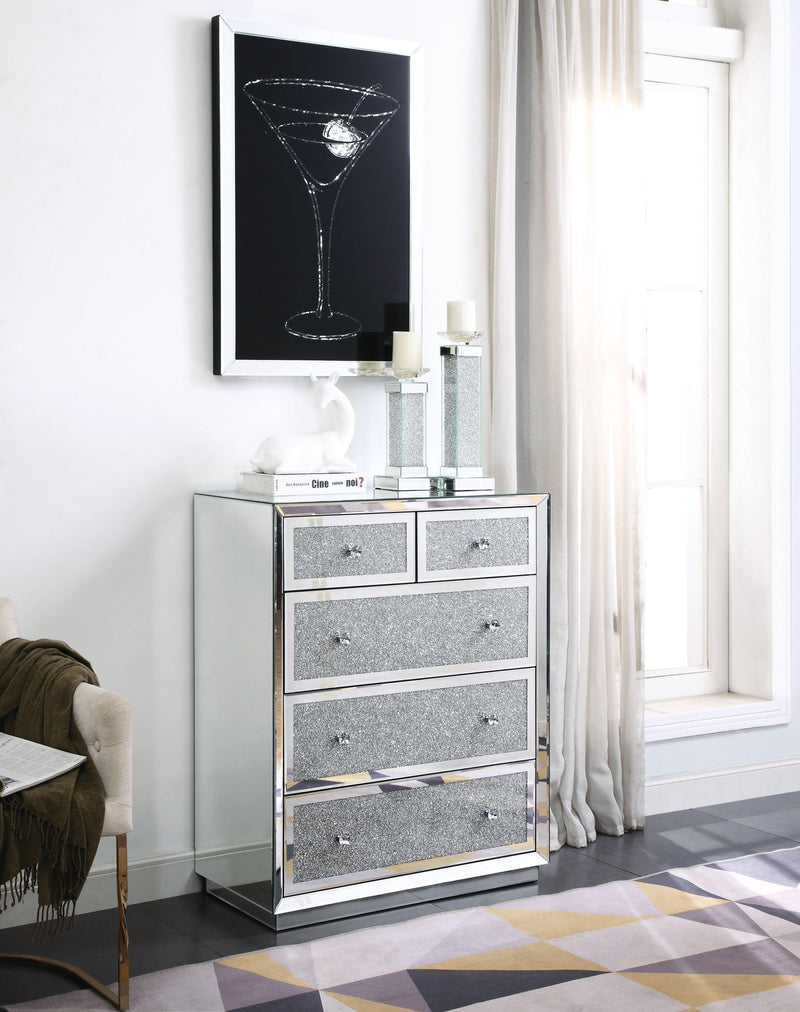 Rekha Mirrored & Faux Crystals Chest - Ornate Home