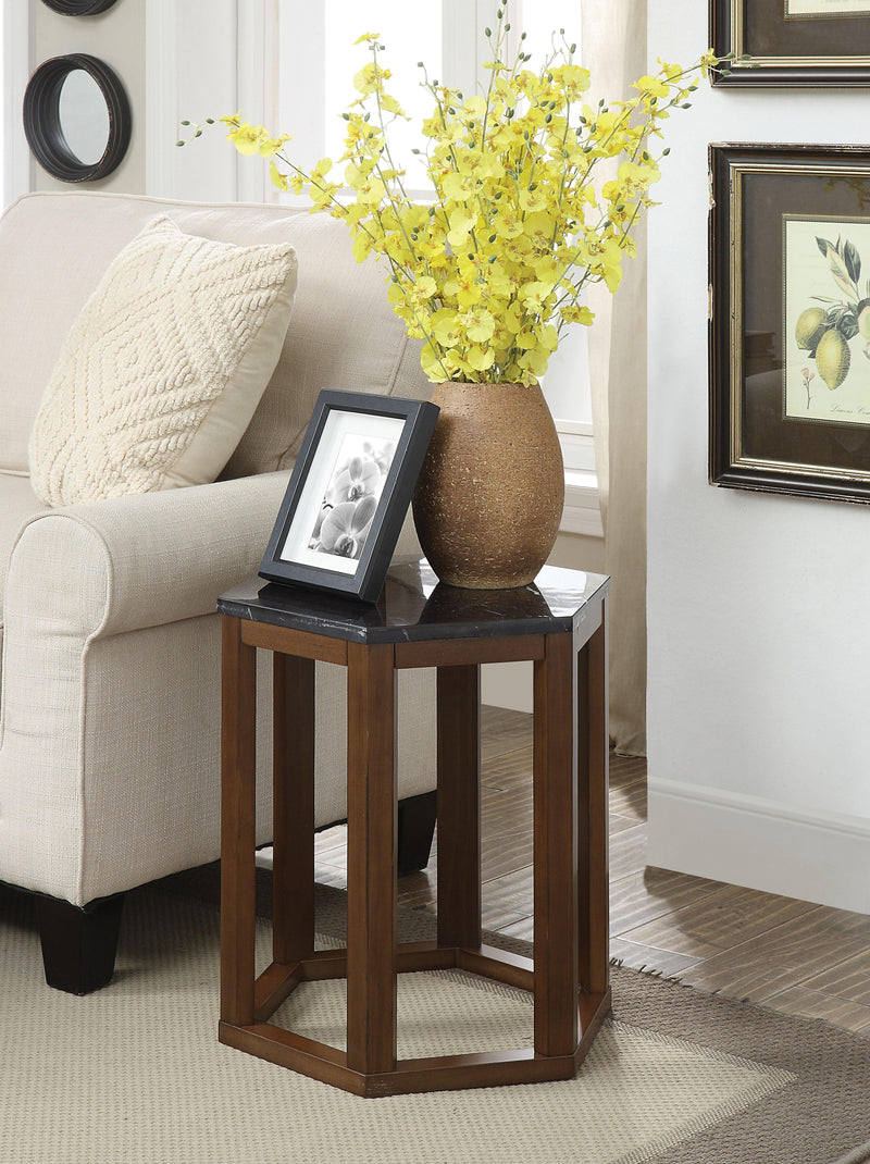 Reon Marble & Walnut End Table (2Pc Pk) - Ornate Home