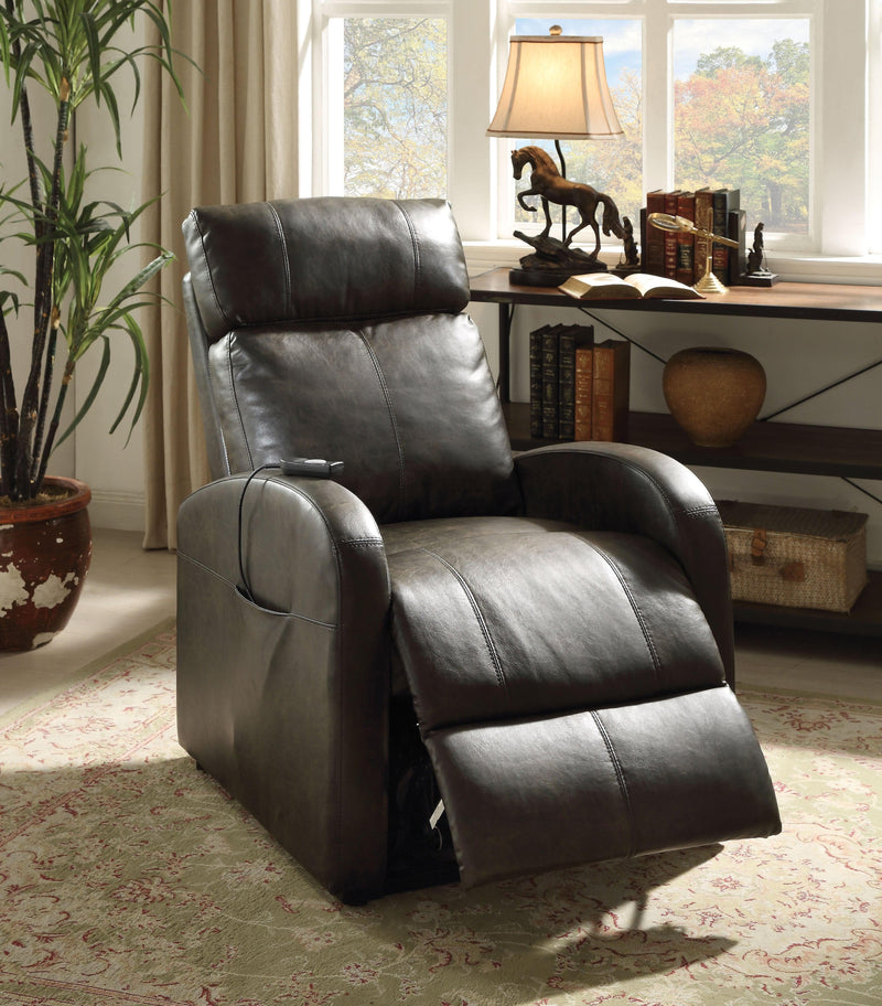 Ricardo Dark Gray PU Recliner w/Power Lift - Ornate Home