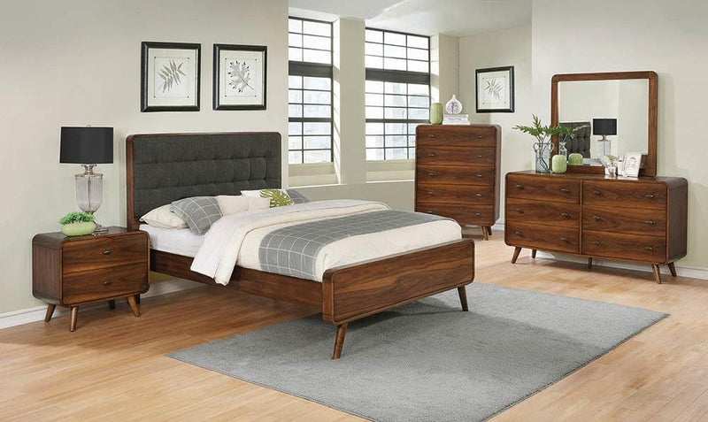 Robyn Mid-Century Modern Dark Walnut Eastern King Bed - Ornate Home