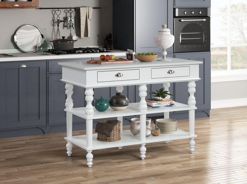 Rorratt - Faux Marble & White - Kitchen Island - Ornate Home