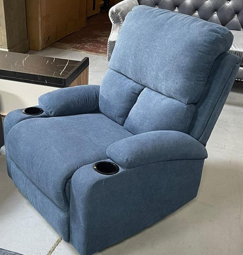 Rosia - Blue Velvet -  Manual Recliner - Ornate Home