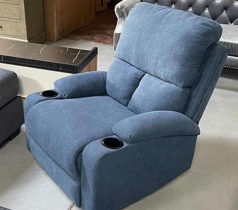 Rosia - Blue Velvet -  Manual Recliner - Ornate Home