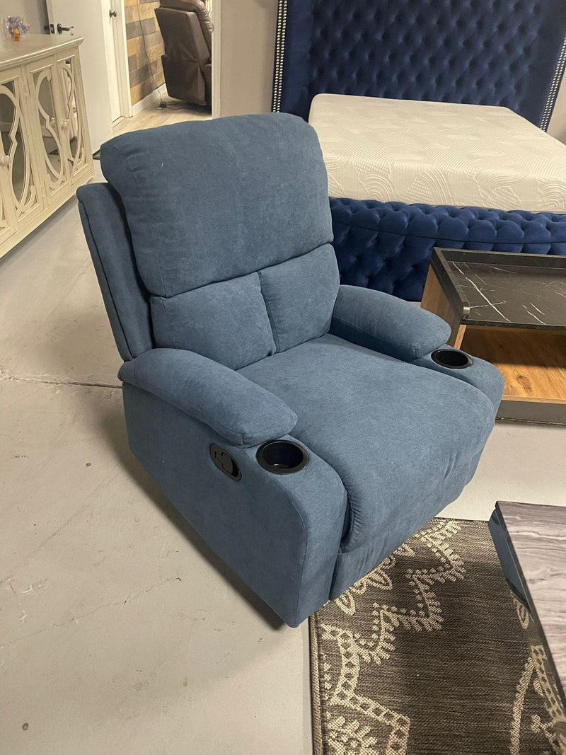 Rosia - Blue Velvet -  Manual Recliner - Ornate Home