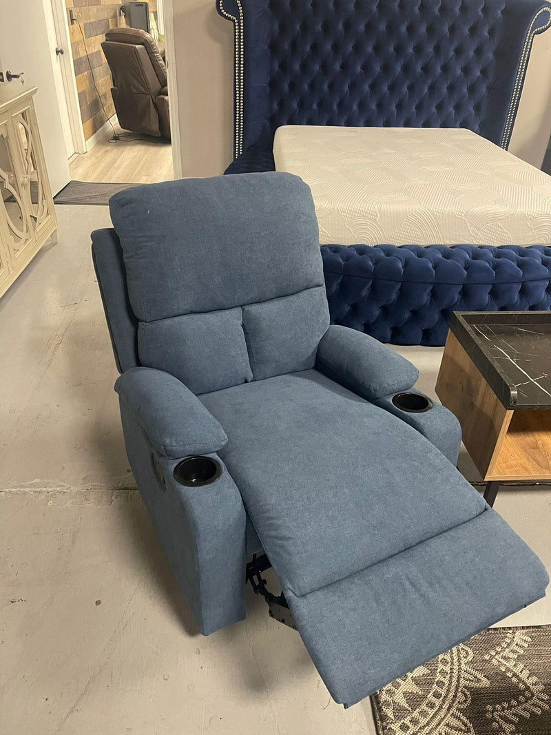 Rosia - Blue Velvet -  Manual Recliner - Ornate Home