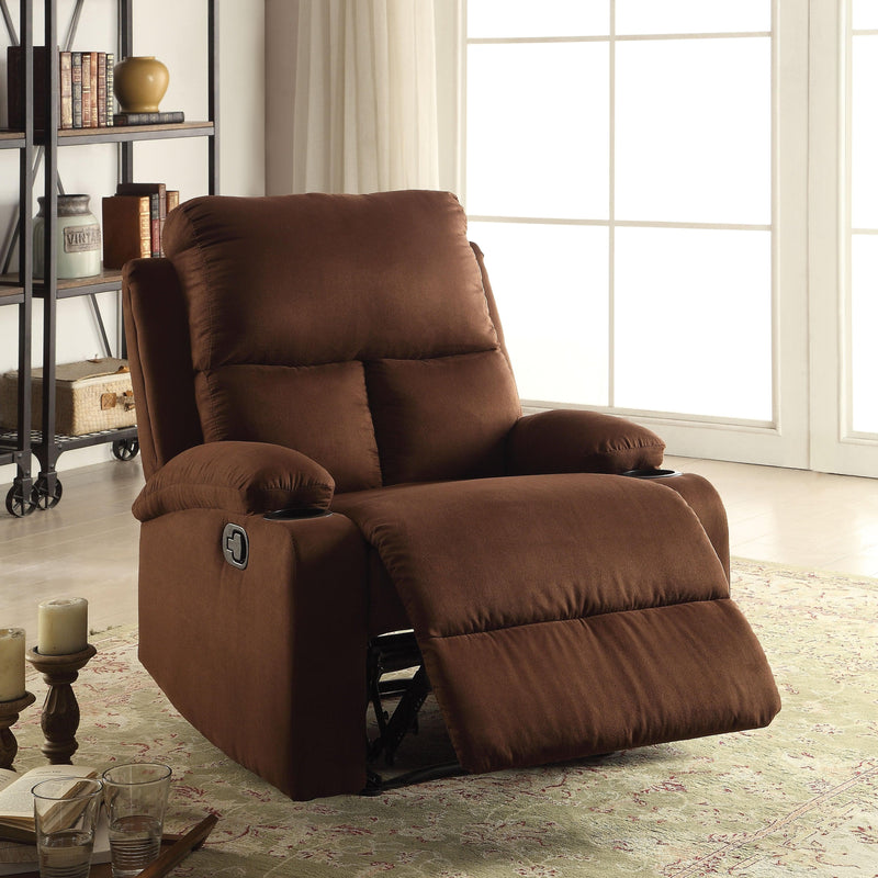 Rosia Chocolate Microfiber Recliner (Motion) - Ornate Home