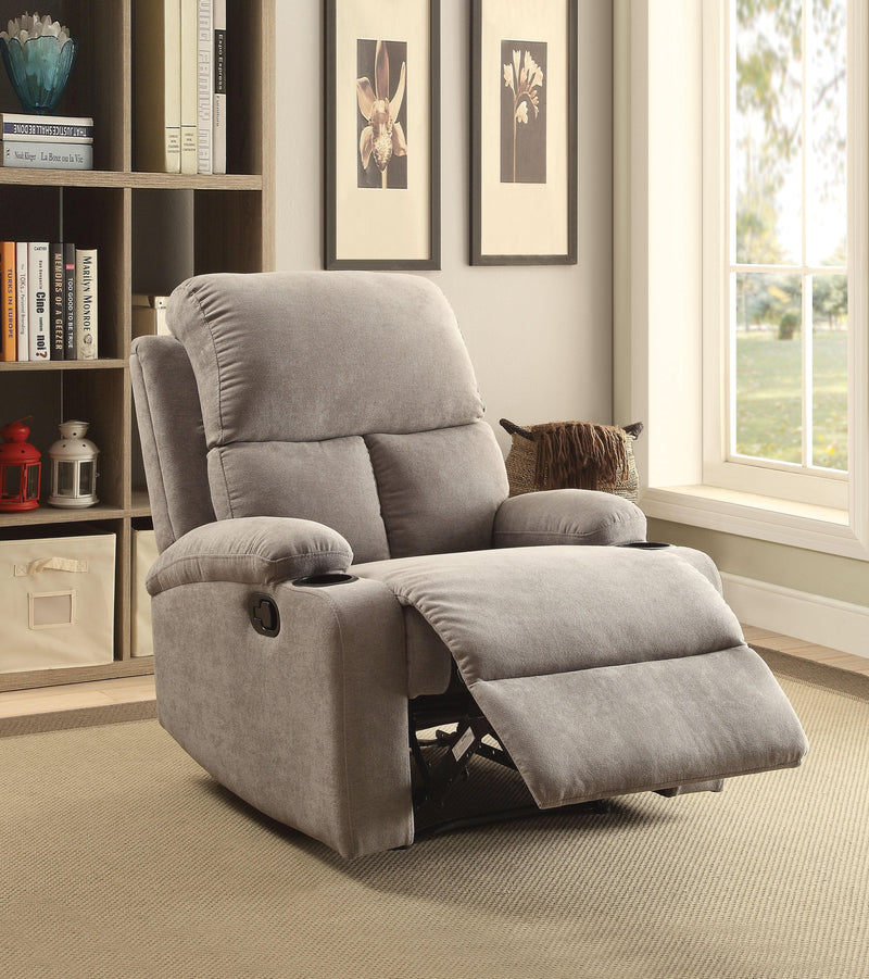 Rosia Gray Velvet Recliner (Motion) - Ornate Home