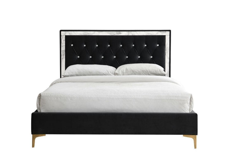 Rowan - Black Velvet Upholstered - Bed Frame - Ornate Home