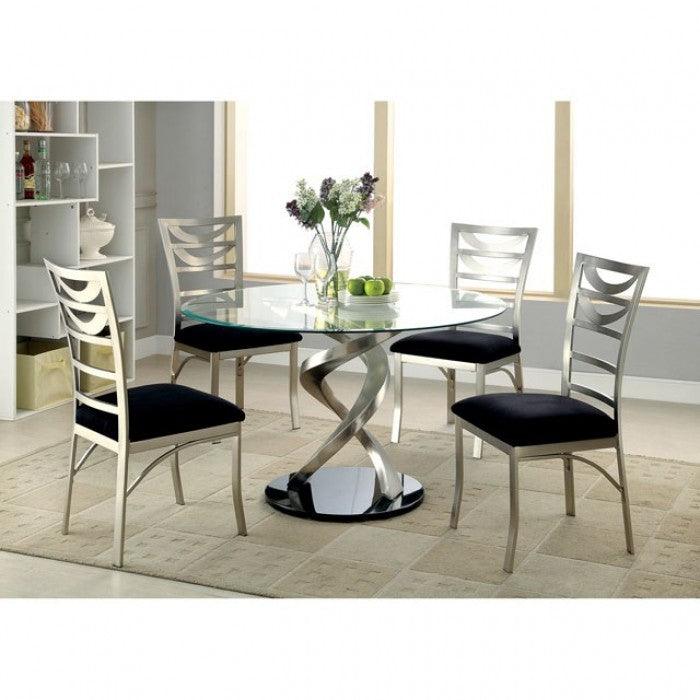 Roxo - Silver & Black - 5pc Dining Set - Ornate Home