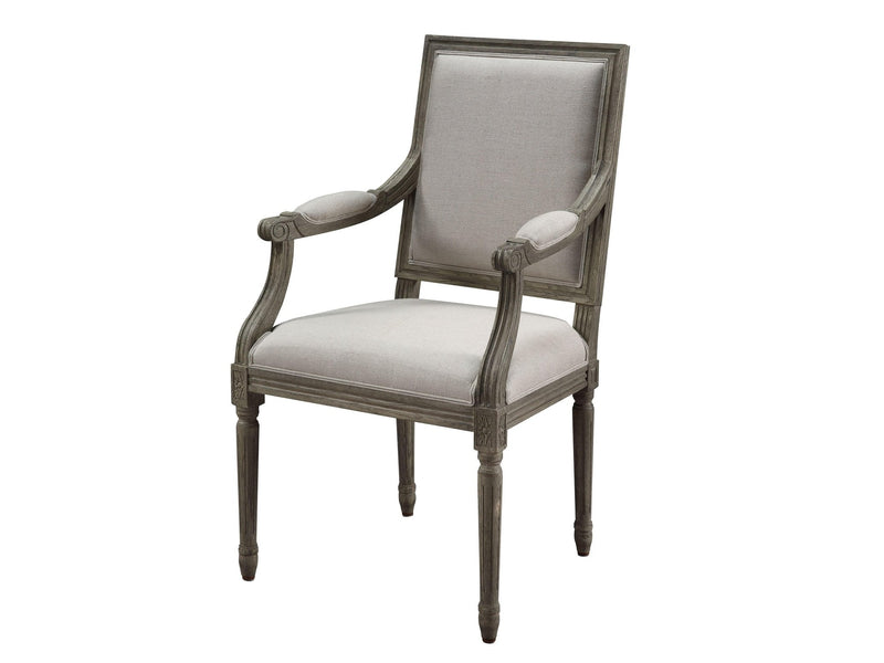 Ruby Linen & Rustic Gray Oak Arm Chair (1Pc) - Ornate Home