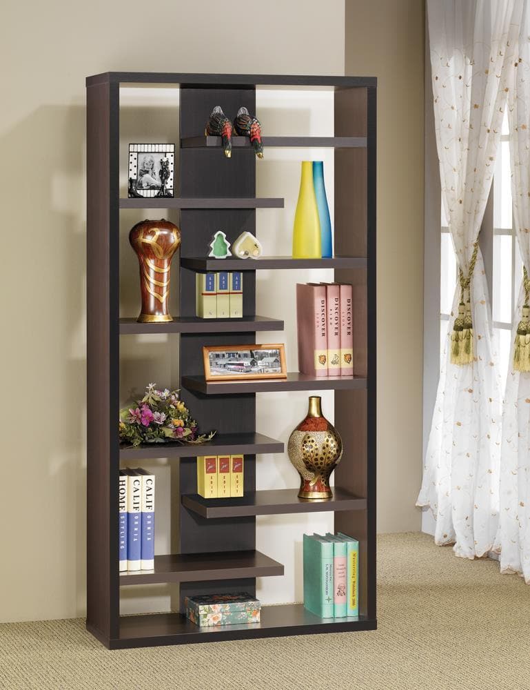 Russell - Dark Cappuccino - Bookcase w/ 8 Shelf - Ornate Home