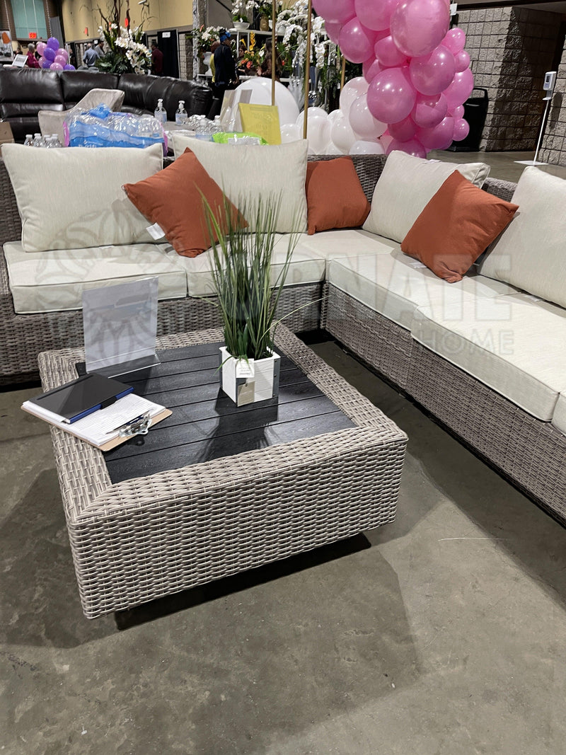 [DECEMBER SPECIAL] Salena - Beige & Gray - Patio Sectional Sofa w/ Cocktail Table - 5pc Set - Ornate Home