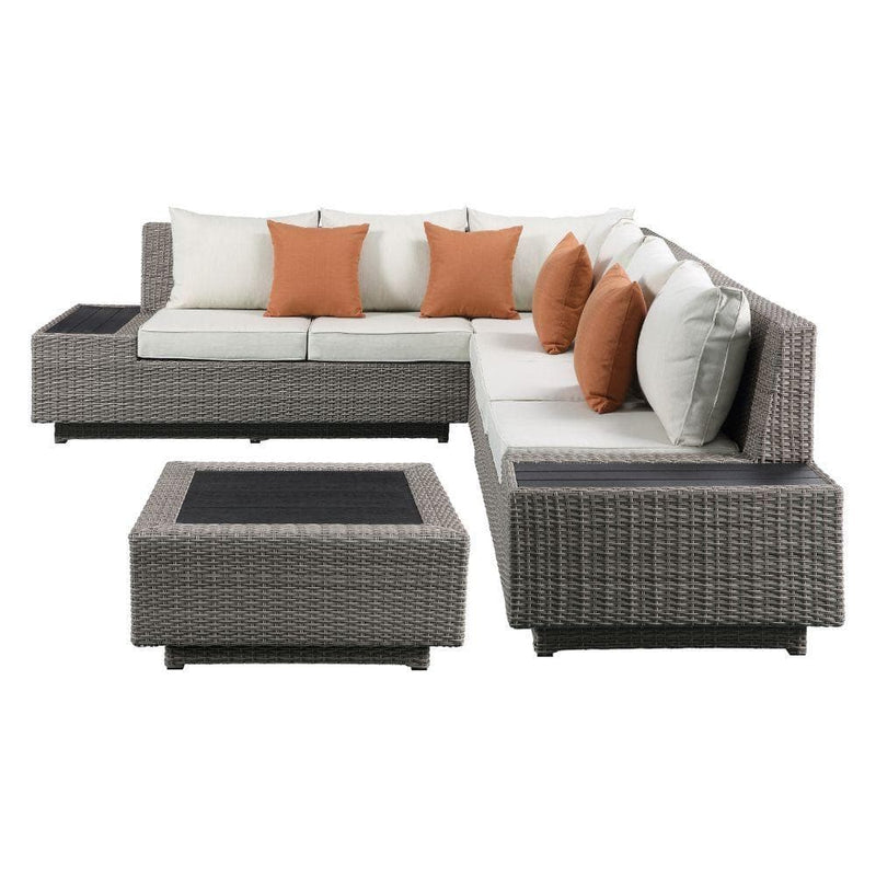 [DECEMBER SPECIAL] Salena - Beige & Gray - Patio Sectional Sofa w/ Cocktail Table - 5pc Set - Ornate Home