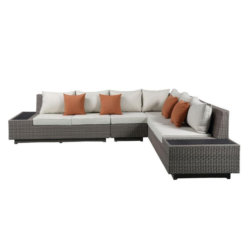 [DECEMBER SPECIAL] Salena - Beige & Gray - Patio Sectional Sofa w/ Cocktail Table - 5pc Set - Ornate Home