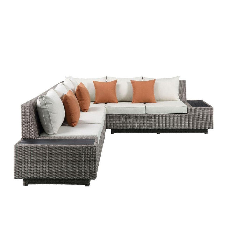 [DECEMBER SPECIAL] Salena - Beige & Gray - Patio Sectional Sofa w/ Cocktail Table - 5pc Set - Ornate Home