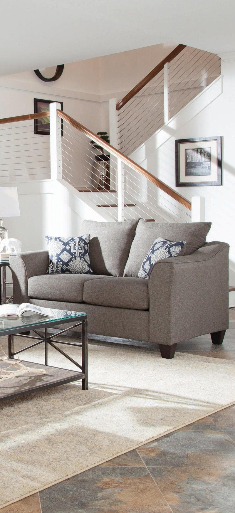 Salizar - Grey - Stationary Loveseat - Ornate Home