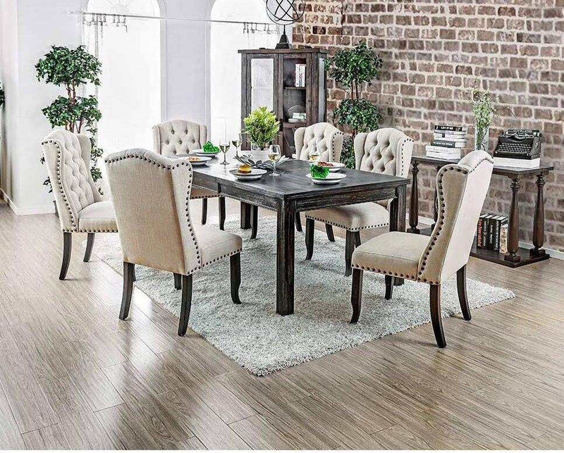 Sania III - Black & Beige - Dining Room Set / 7pc - Ornate Home