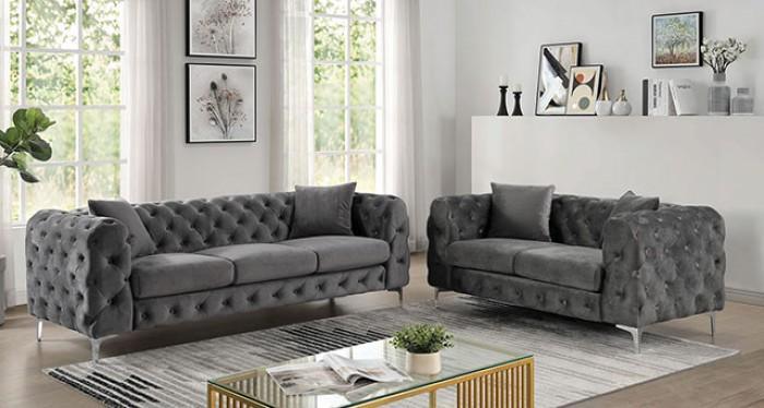 Sapphira - Dark Gray - Stationary Loveseat - Ornate Home