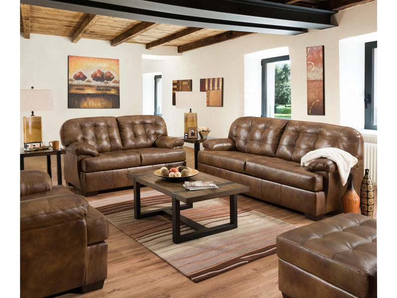 Saturio 2-Tone Brown Top Grain Leather Match Sofa - Ornate Home