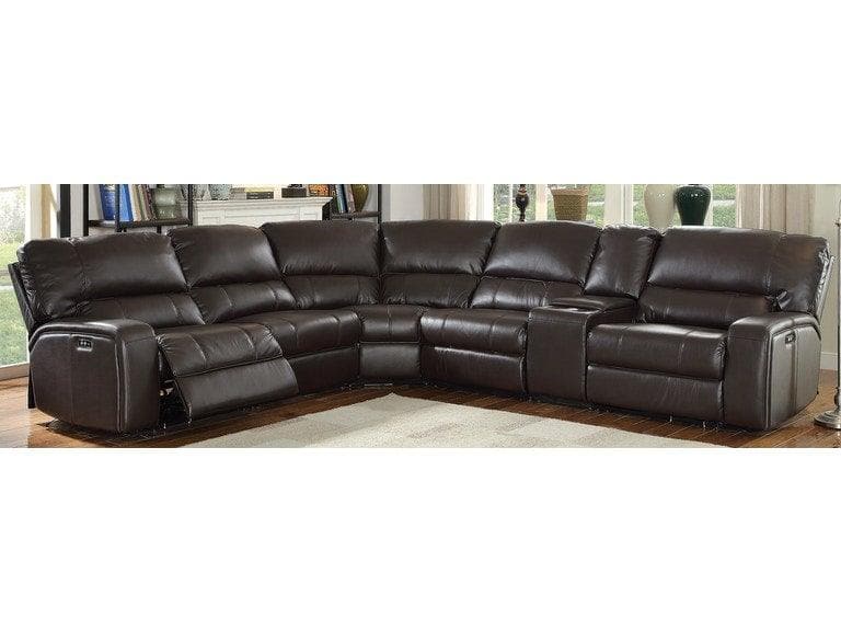 Saul Espresso Leather-Aire Sectional Sofa (Power Motion/USB) - Ornate Home