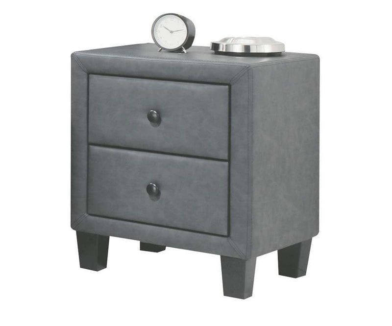 Saveria 2-Tone Gray PU Nightstand - Ornate Home