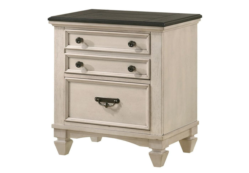 Sawyer Antique White/Brown Nightstand - Ornate Home