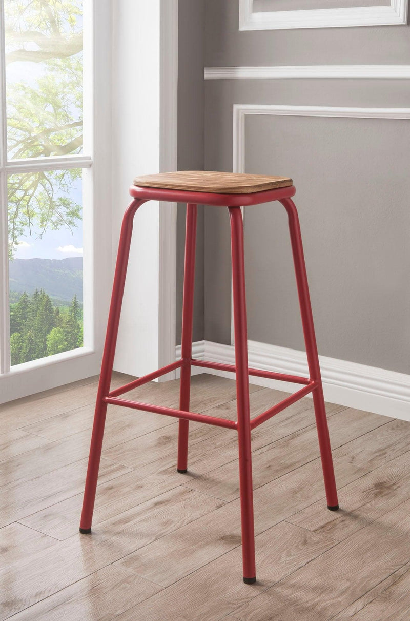 Scarus Natural & Red Bar Stool - Ornate Home