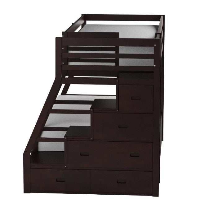 Jason - Espresso - Twin over Full Bunk Bed w/Storage Ladder & Trundle - Ornate Home