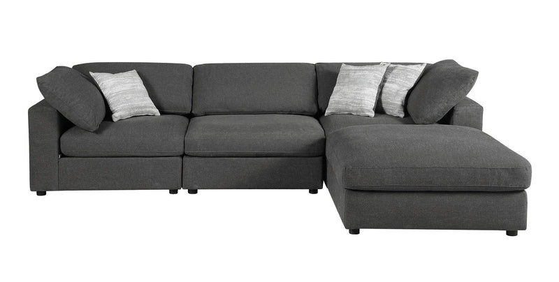 Serene - Charcoal - 4pc Modular  L Shape Sectional - Ornate Home