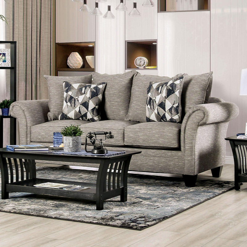 Shelly - Gray - Stationary Sofa & Loveseat - 2pc - Ornate Home