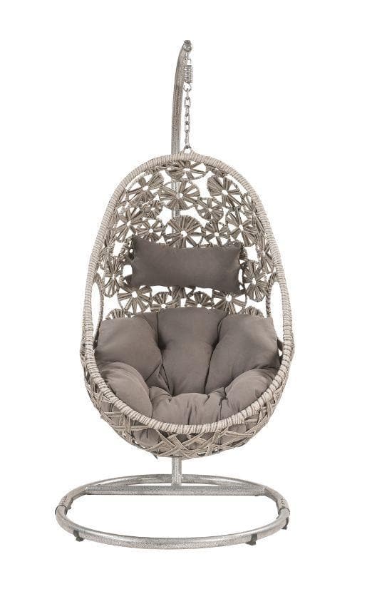 Sigar - Light Gray - Patio Swing Chair w/ Stand - Ornate Home