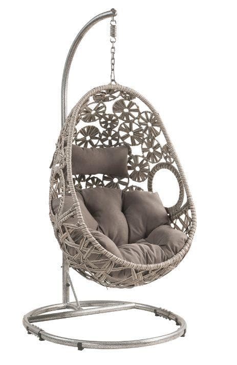 Sigar - Light Gray - Patio Swing Chair w/ Stand - Ornate Home