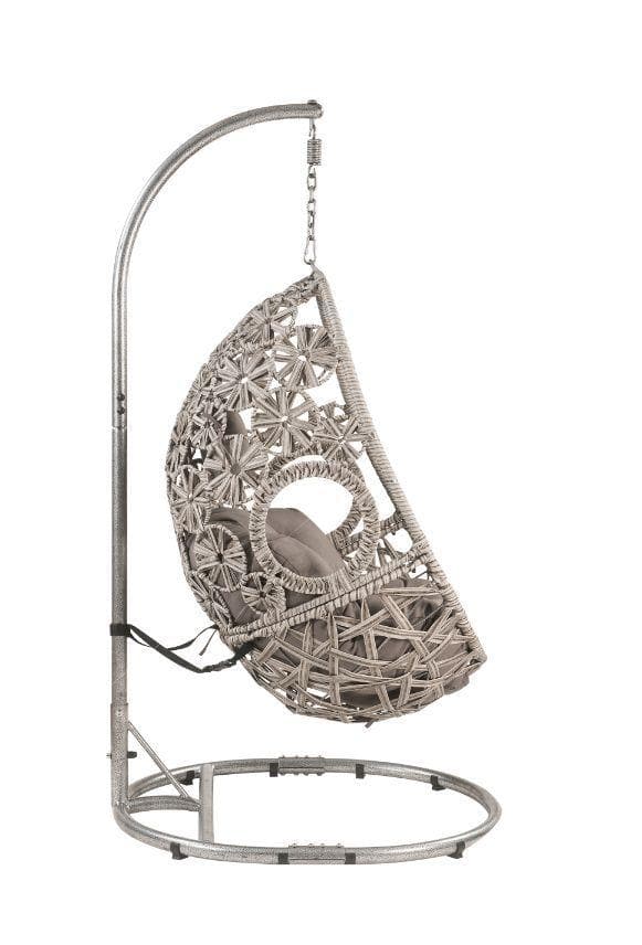 Sigar - Light Gray - Patio Swing Chair w/ Stand - Ornate Home