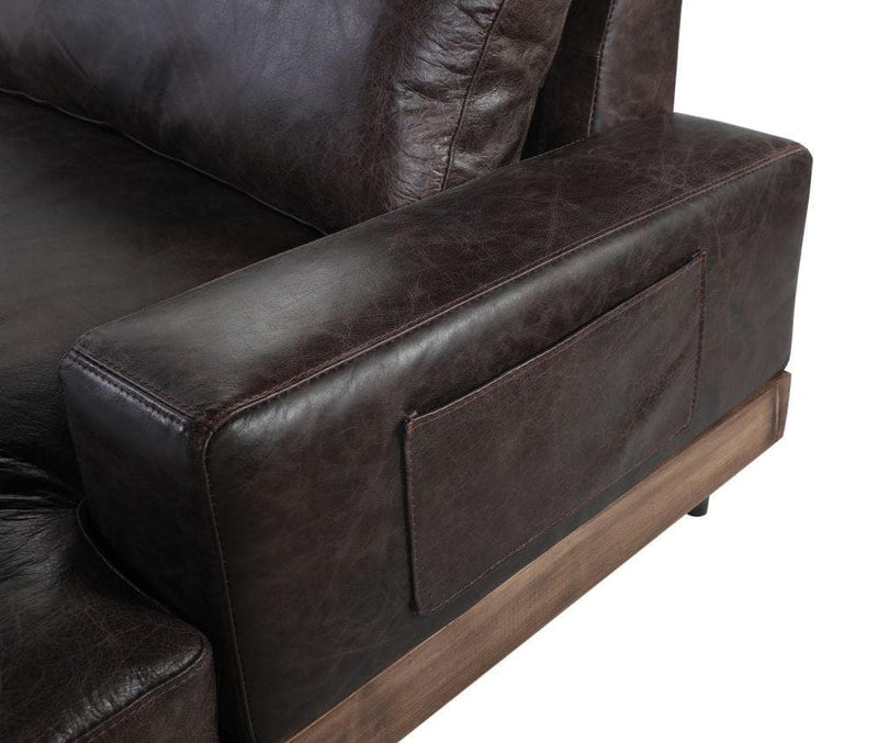 Silchester - Distress Chocolate Top Grain Leather & Oak Finish - Sofa - Ornate Home