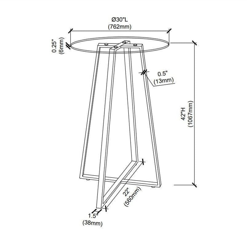 Sinatra - Chrome - Glass Top Bar Table - Ornate Home