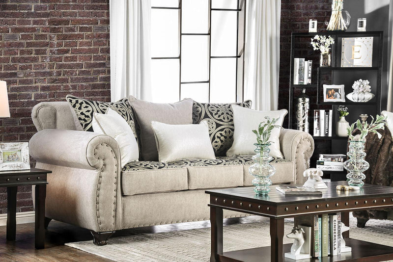 Sinatra - Mocha & Champagne - Stationary Sofa & Loveseat - 2pc - Ornate Home